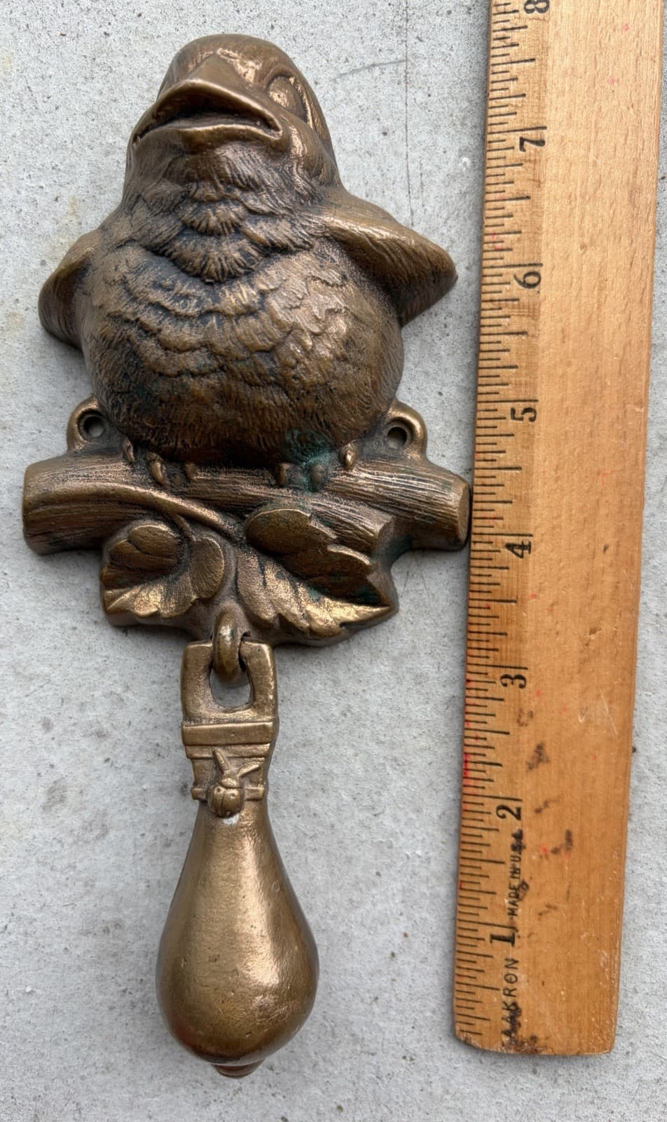VINTAGE HEAVY SOLID BRASS 2.25LB. BIRD DOOR KNOCKER GEORGE CARRUTH 1991 2