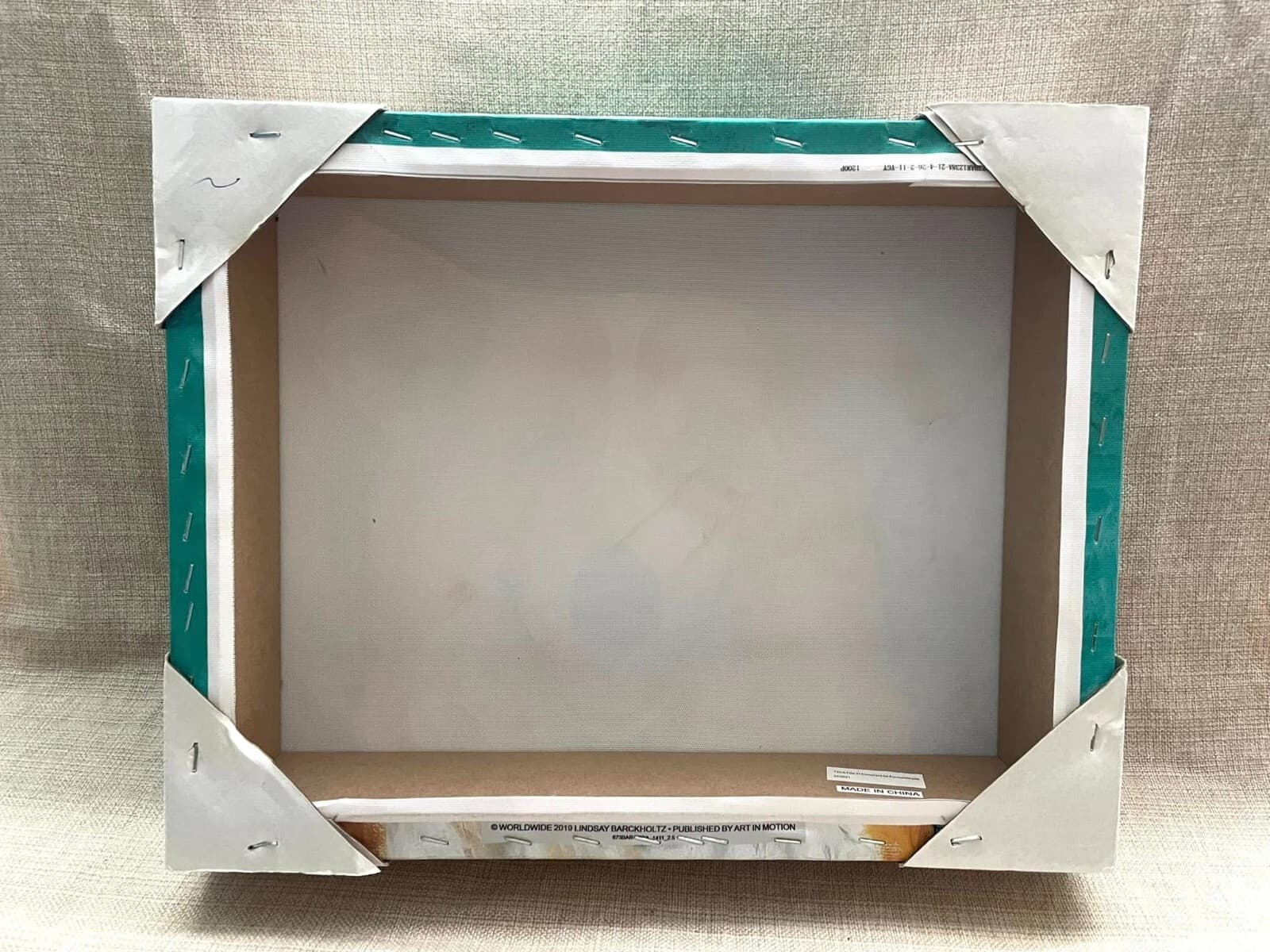 NEW 14”x 11”  Corgi Dog Print on Canvas, Teal 2 1/2 inches deep 4