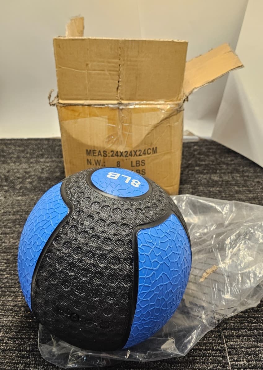 American Barbell Medicine Ball 8 Lbs Blue For Strength Training