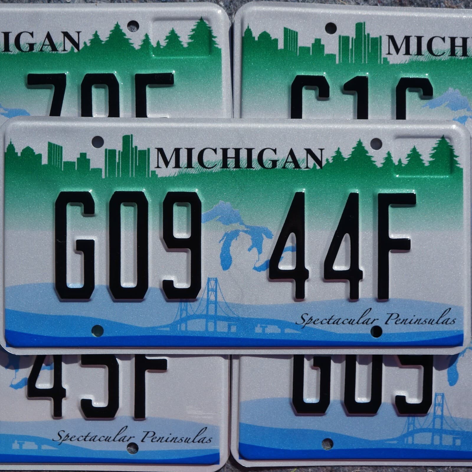MICHIGAN LICENSE PLATES - Spectacular Peninsulas Green Blue License Plate Tags