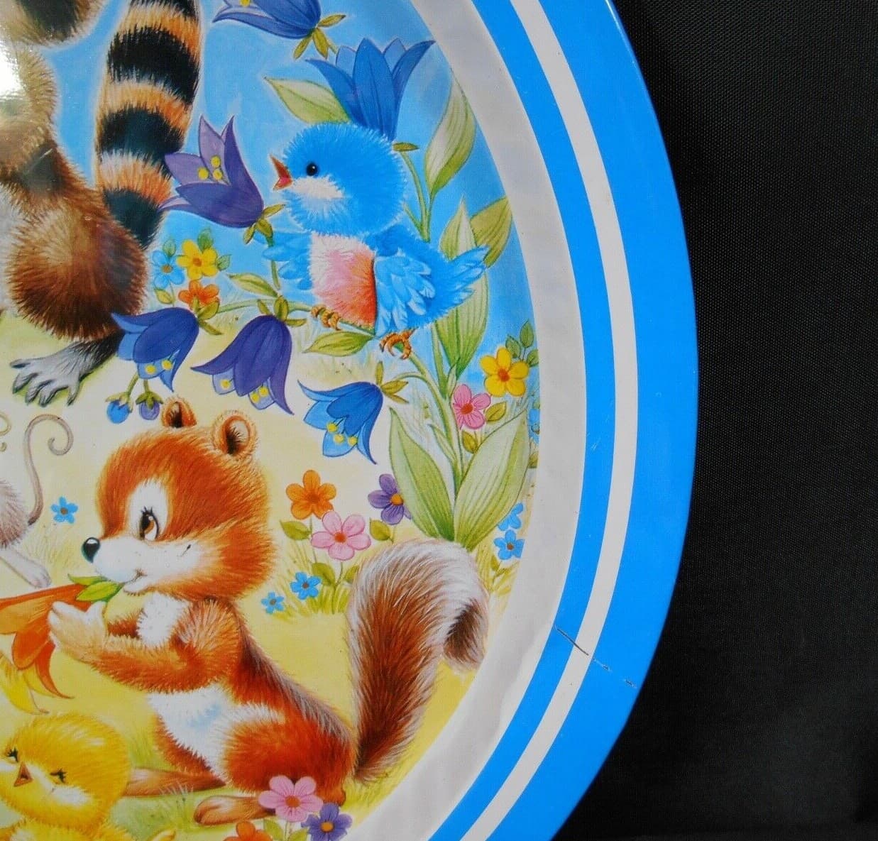 Easter Bunny Chicks Metal Serving Tray Platter Plate Spring Decor Hong Kong 1986 5