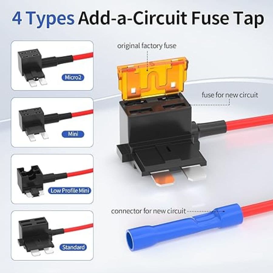 36PCS Fuse Tap 12V 4 Types Add a Fuse Kit with 5A 10A 15A 20A Fuse QSACC-9PCS 2