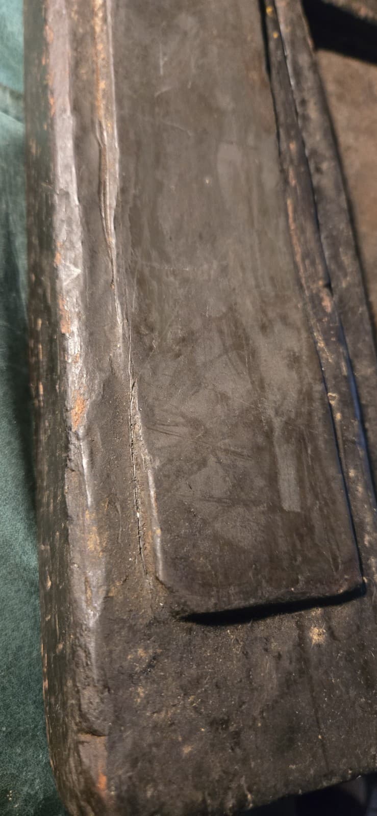 Primitive Antique Sharpening Stone W/ Wood Case 13" x 3” 3