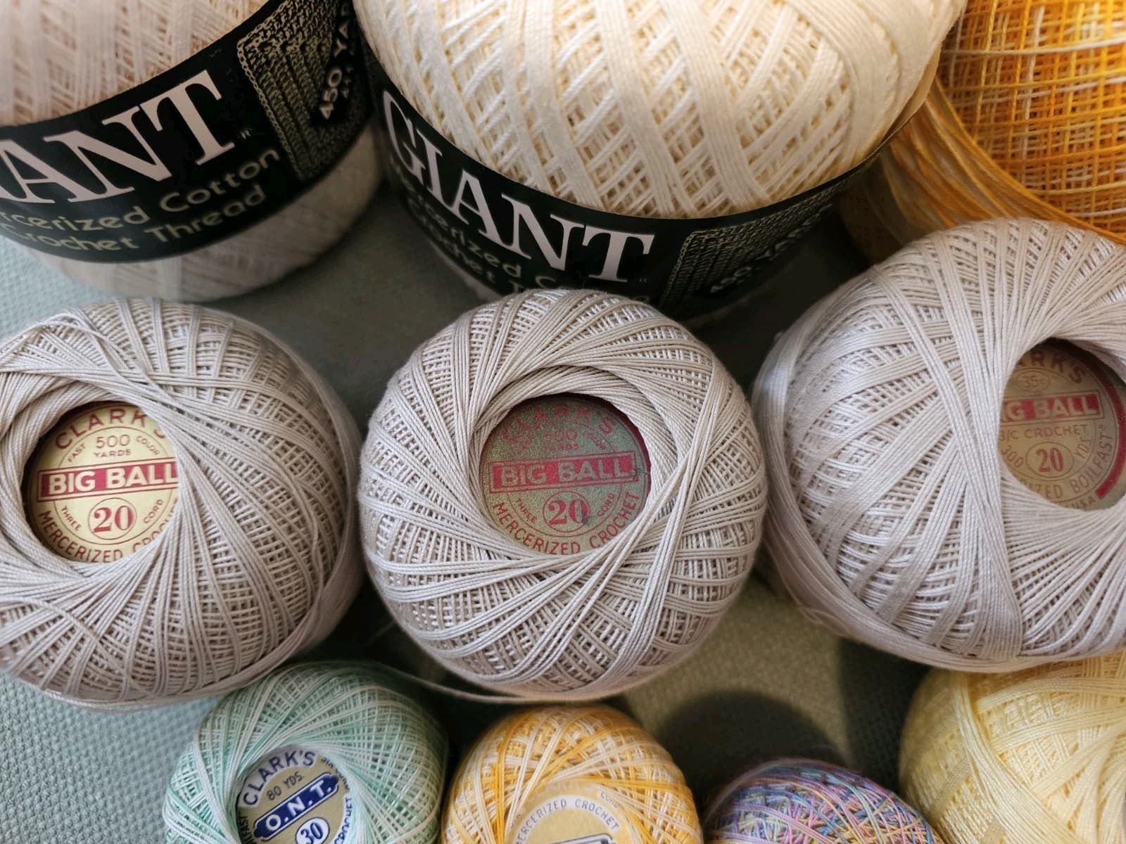 Lot Of 10 Vintage Mercerized Crochet Thread Spools Clarks Giant Mostly New 4