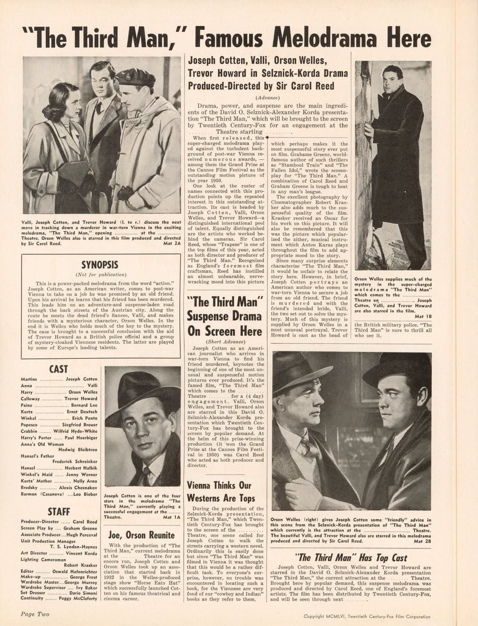 The Third Man R1956 U.S. Pressbook 2