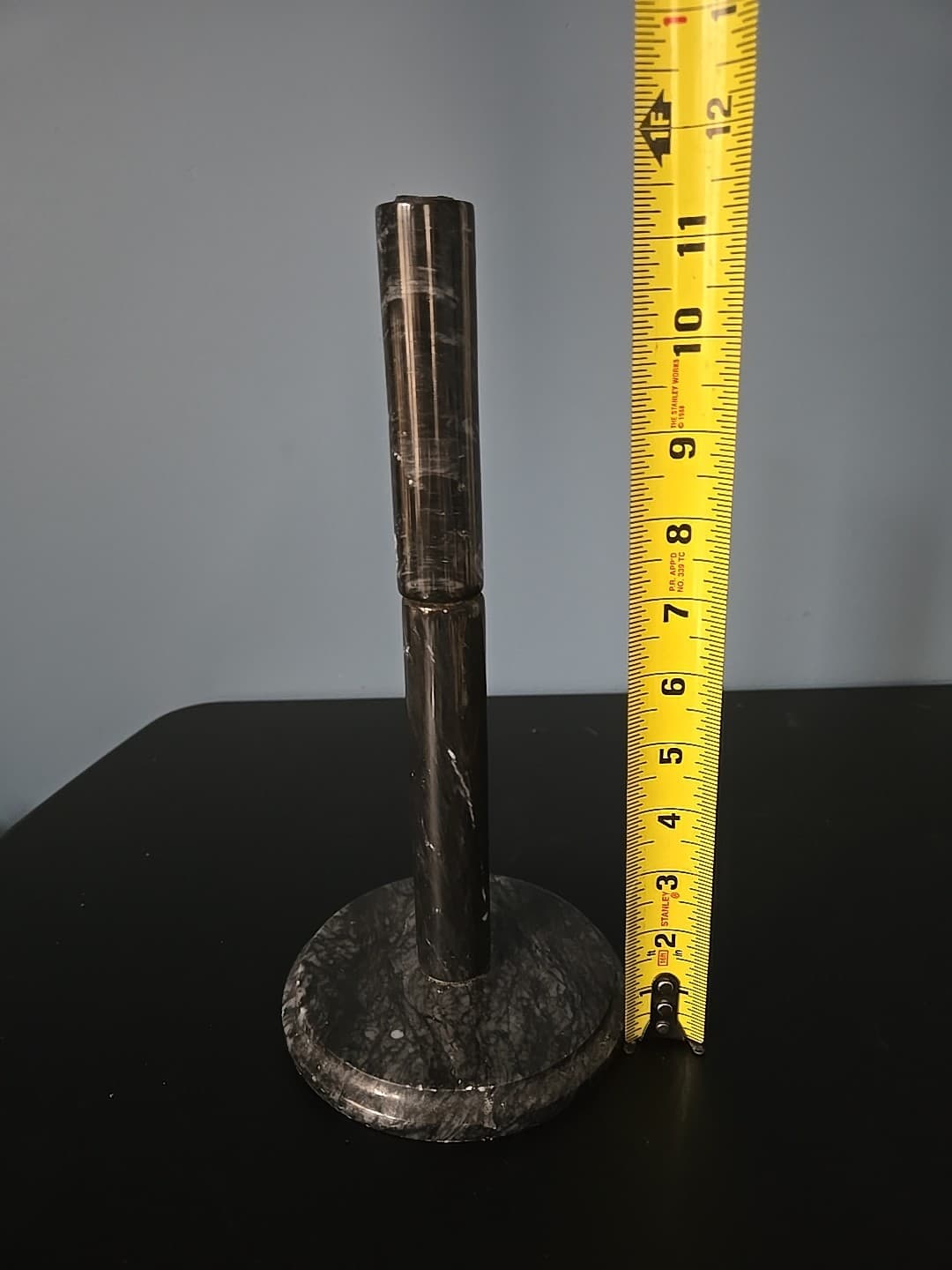 Vintage Black Gray Marble Free Standing Countertop Paper Towel Holder 12 inch 4