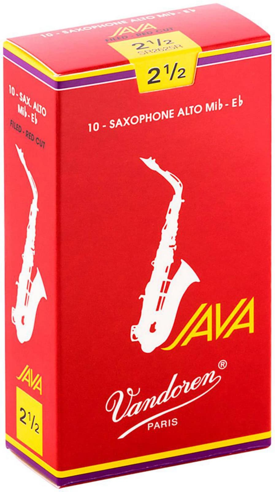 Vandoren Java Red Alto Saxophone Reeds Strength 2.5, Box of 10 2