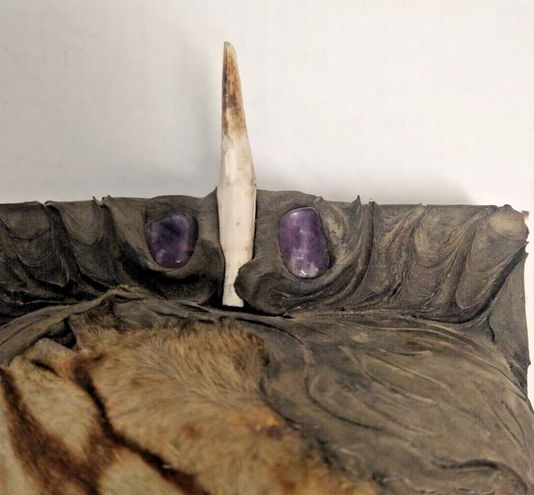 Very Unique Hand Carved Gorilla Mask w/Real Horse Teeth and Real Fur 3