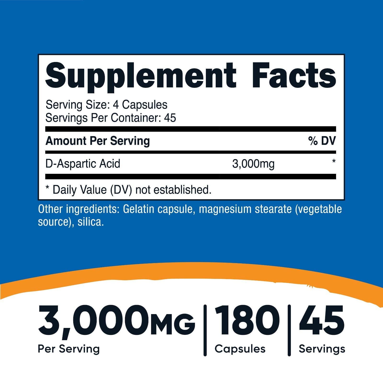 Nutricost D-Aspartic Acid Capsules (180 Capsules) (3000mg Serving) 2