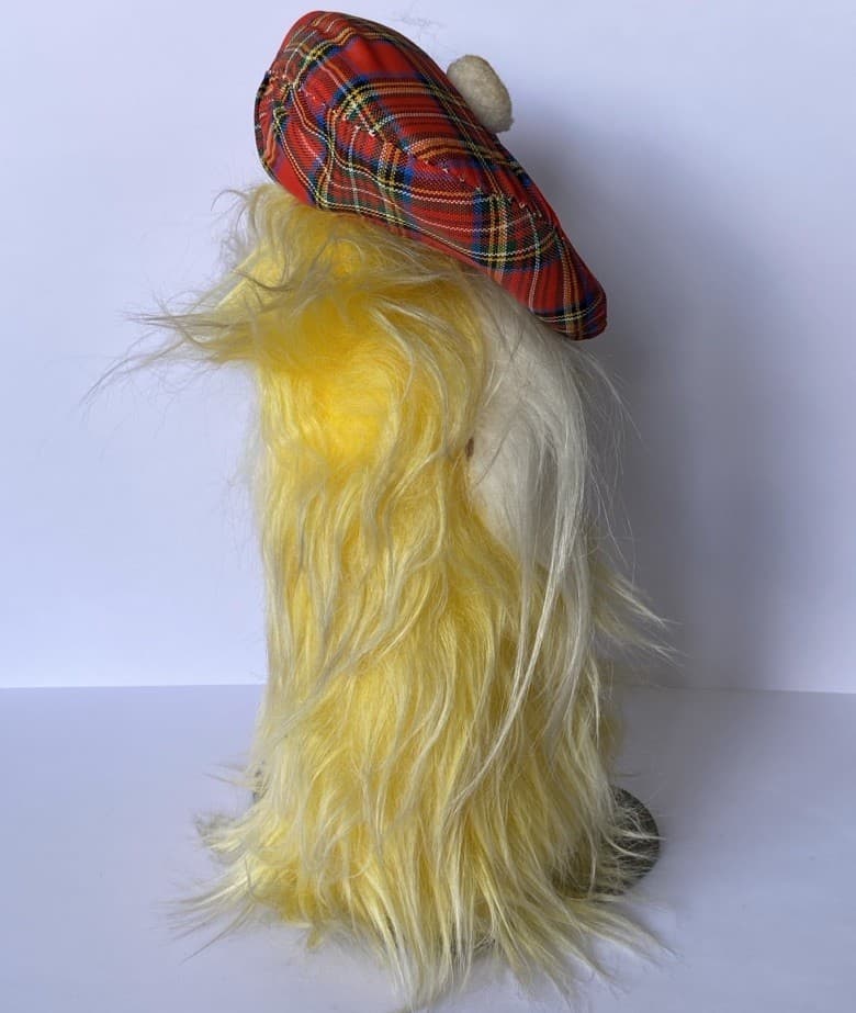 VINTAGE RETRO KITSCH FURRY SCOTTISH SCOTTIE DOG GONK ORNAMENT FIGURE 3