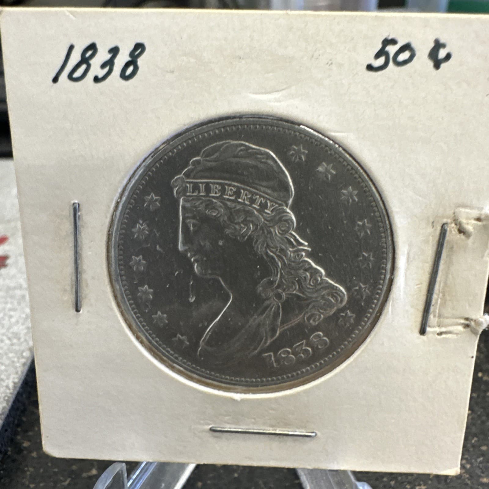 1838 Capped Bust Half Dollar, Reeded Edge 5