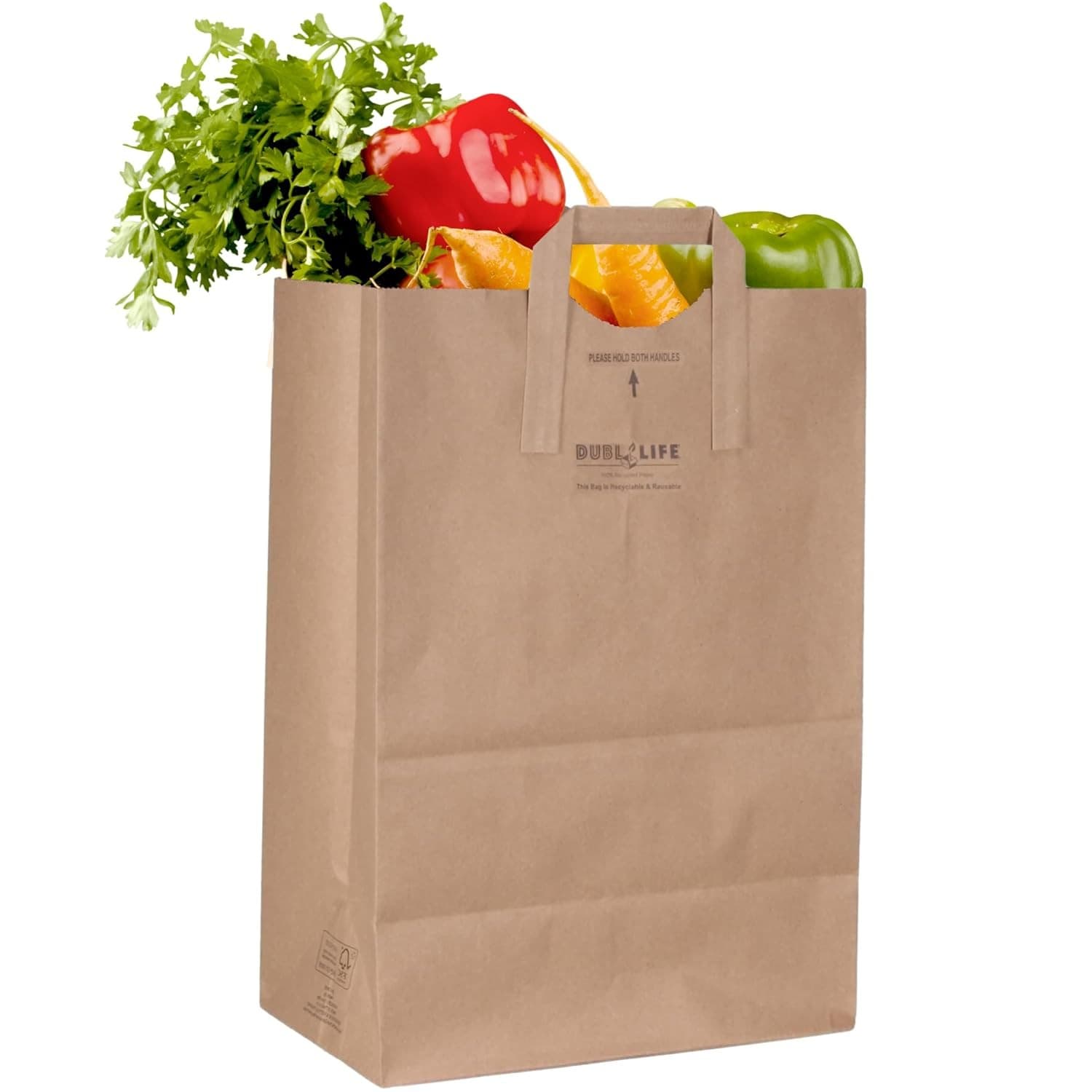 Duro 70# Large Brown Paper Bags with Handles Bulk 50 Count, 12 x 7 x 17