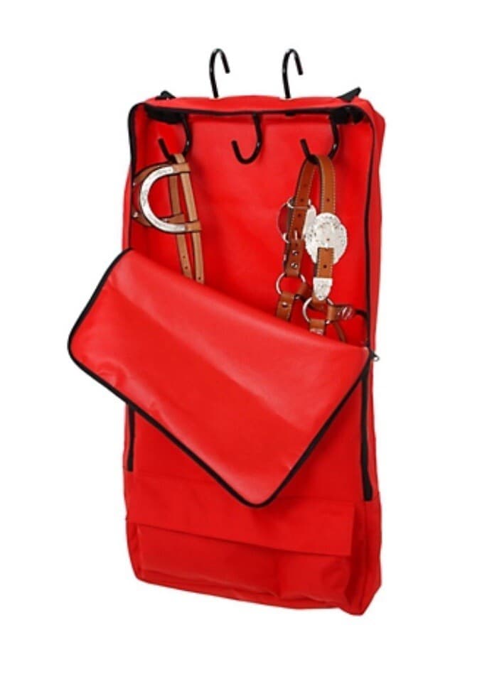 *NEW* Tough-1 Red Bridle/Halter Bag with 3-Prong Tack Rack