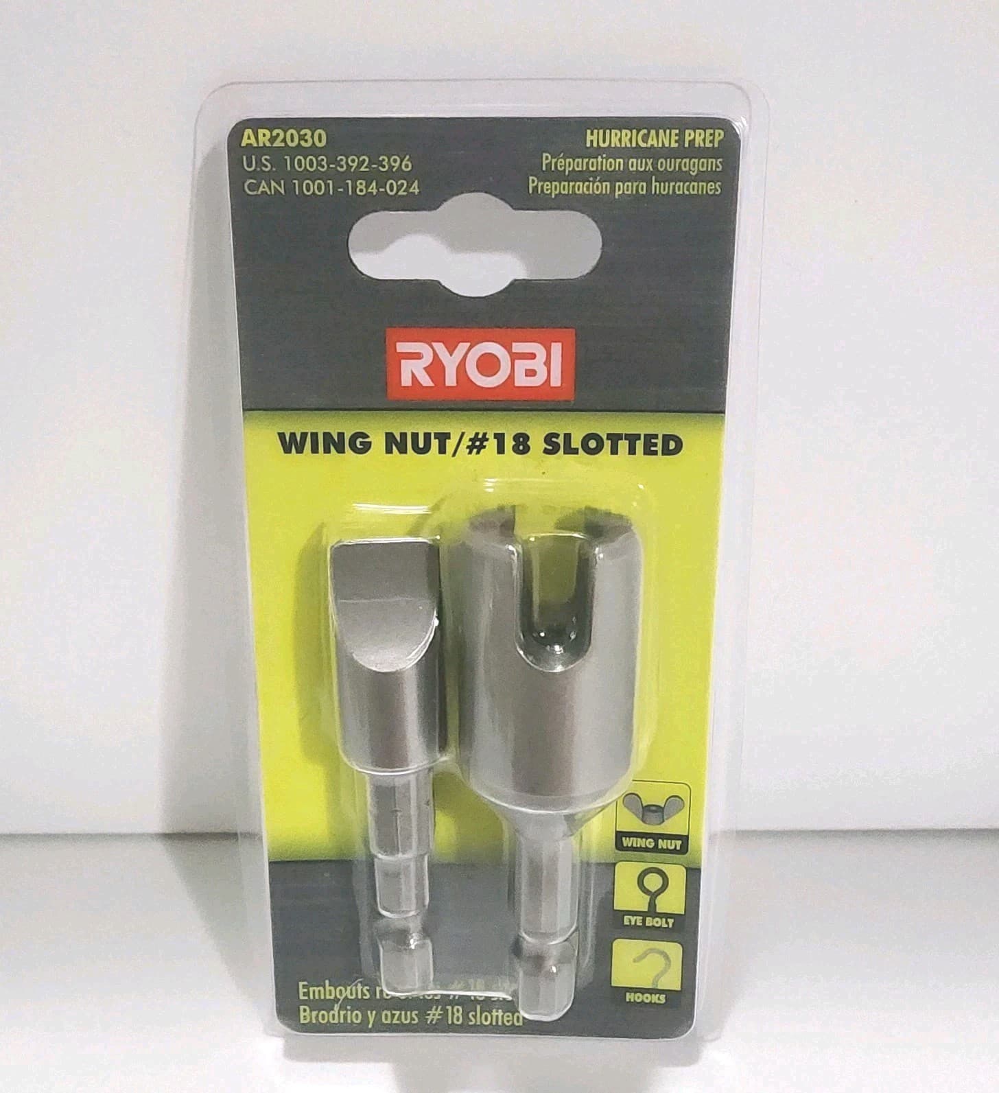 Ryobi AR2030 Wing Nut Driver /#18 Slotted Hurricane Pre Wing Nut Eye Bolt Hooks