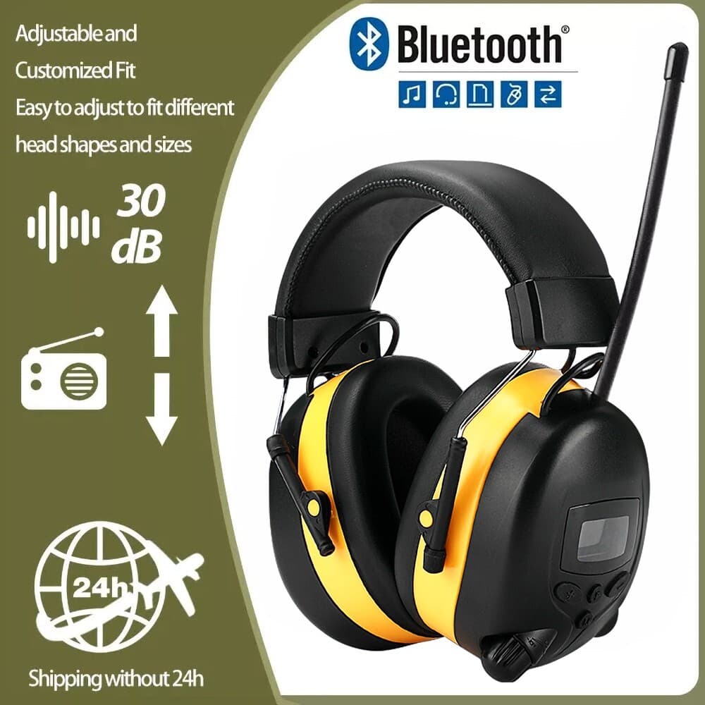 FM Radio Headphones with Digital Display 30dB FM Hearing Protection Earmuffs 2
