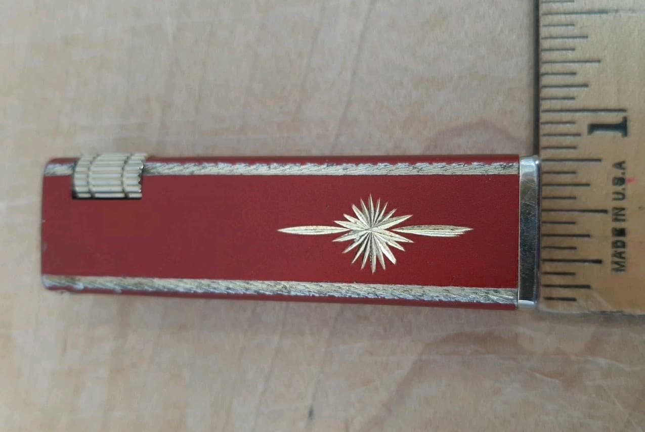 Vintage Hi Lite Lighter Korea Red Gold Cigarette Lighter KBL ? 2