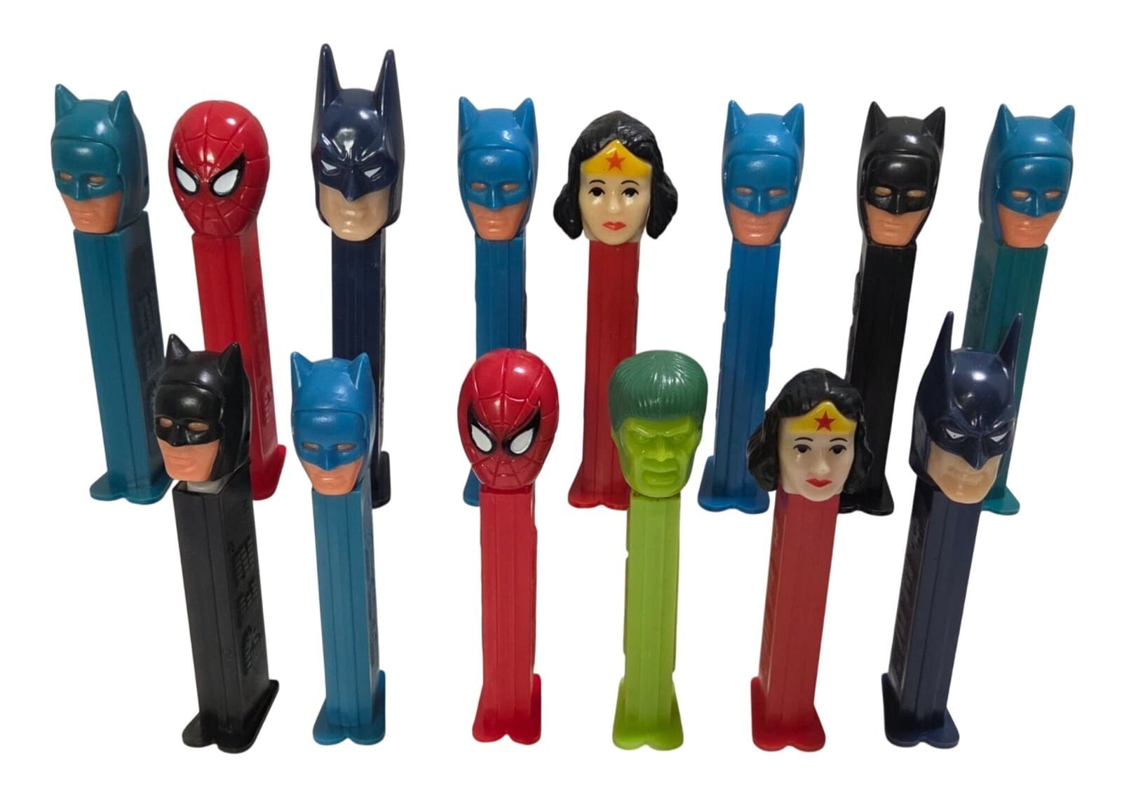 14 Vintage Pez Dispensers Feet Batman Spider-Man Wonder Woman Hulk Characters 2