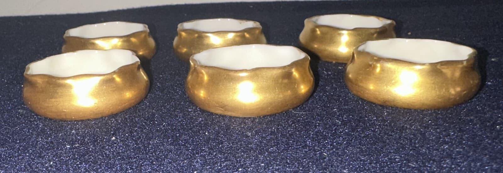 Set of 5 (NOT 6) BELLEEK Gold 1 5/8"Open SALT DIPS (FREE SHIPPING) 2
