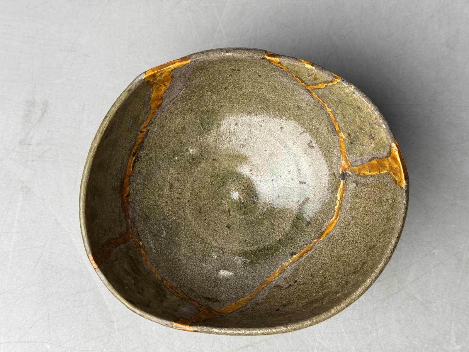 Y8774 CHAWAN Karatsu-ware kintsugi box Japan antique tea ceremony teacup pottery 4