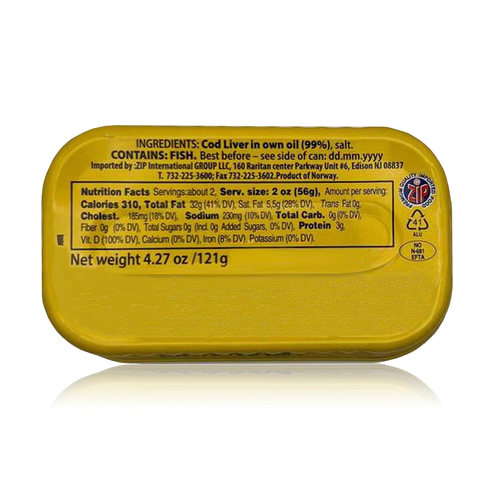 Cod Liver in Own Oil 4.27oz/ 121g From Iceland (Pack 6) 3