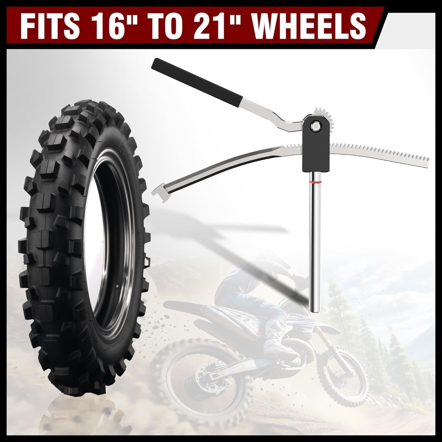 Dirt Bike Tire Changing Tool Kit,16" to 21" Wheels -15/17/20/25mm Axles,Silver 3