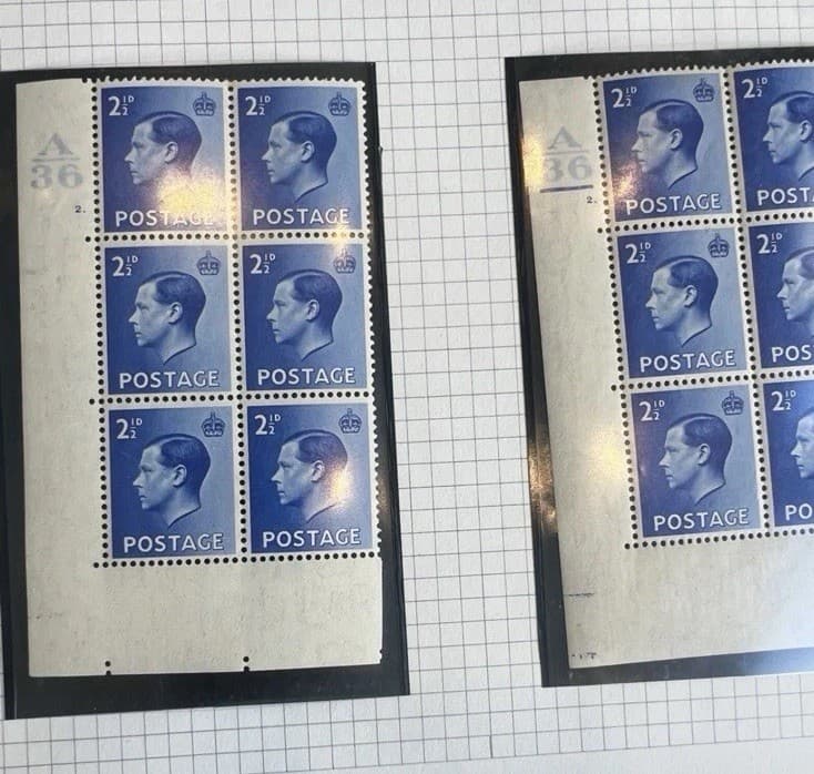 GB KE8 KEVIII Controls Corner Blocks Of 6 Mint Hinged 2 1/2d Blue 3