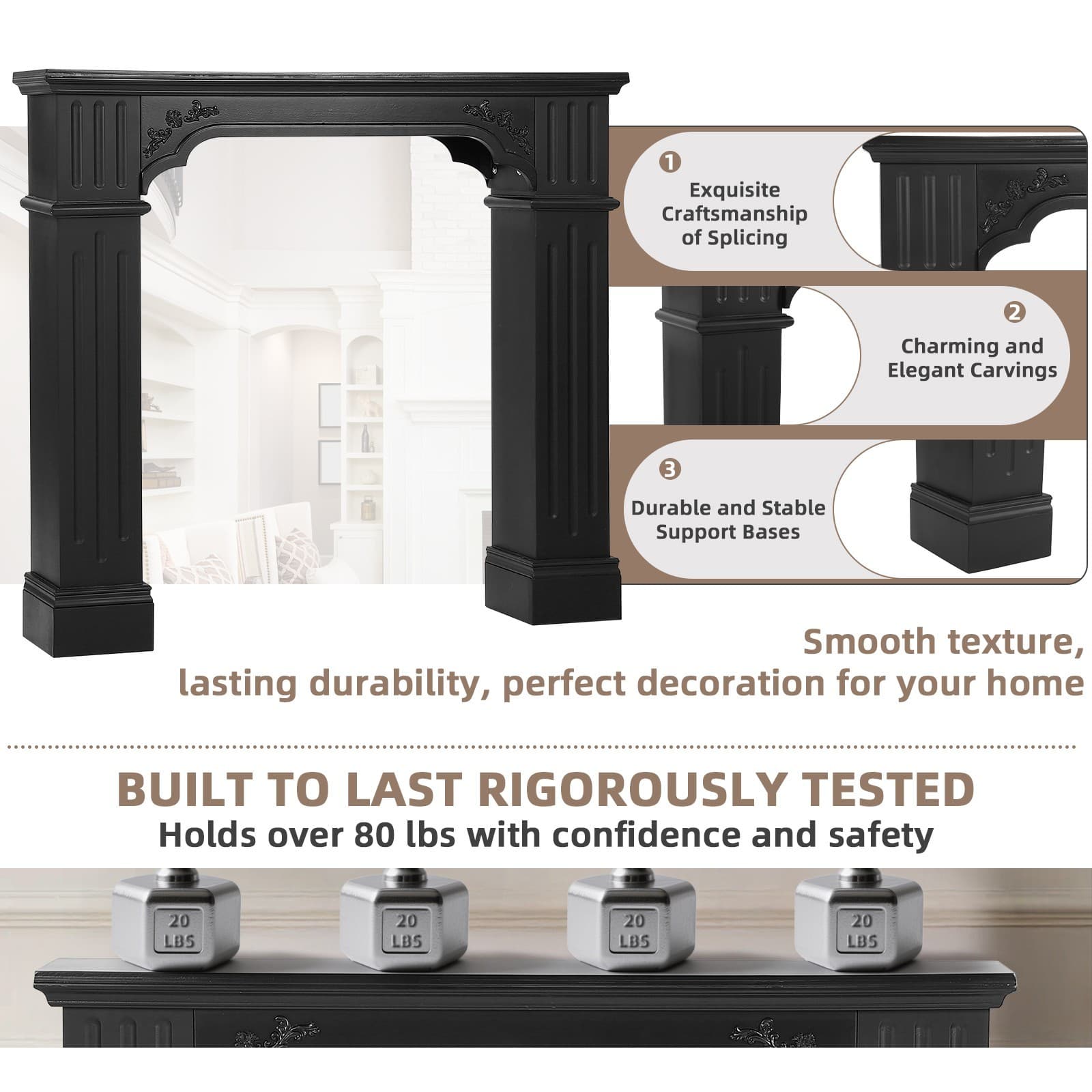 Modern Fireplace Mantel Freestanding Fireplace Surround for Electric Fireplaces 5