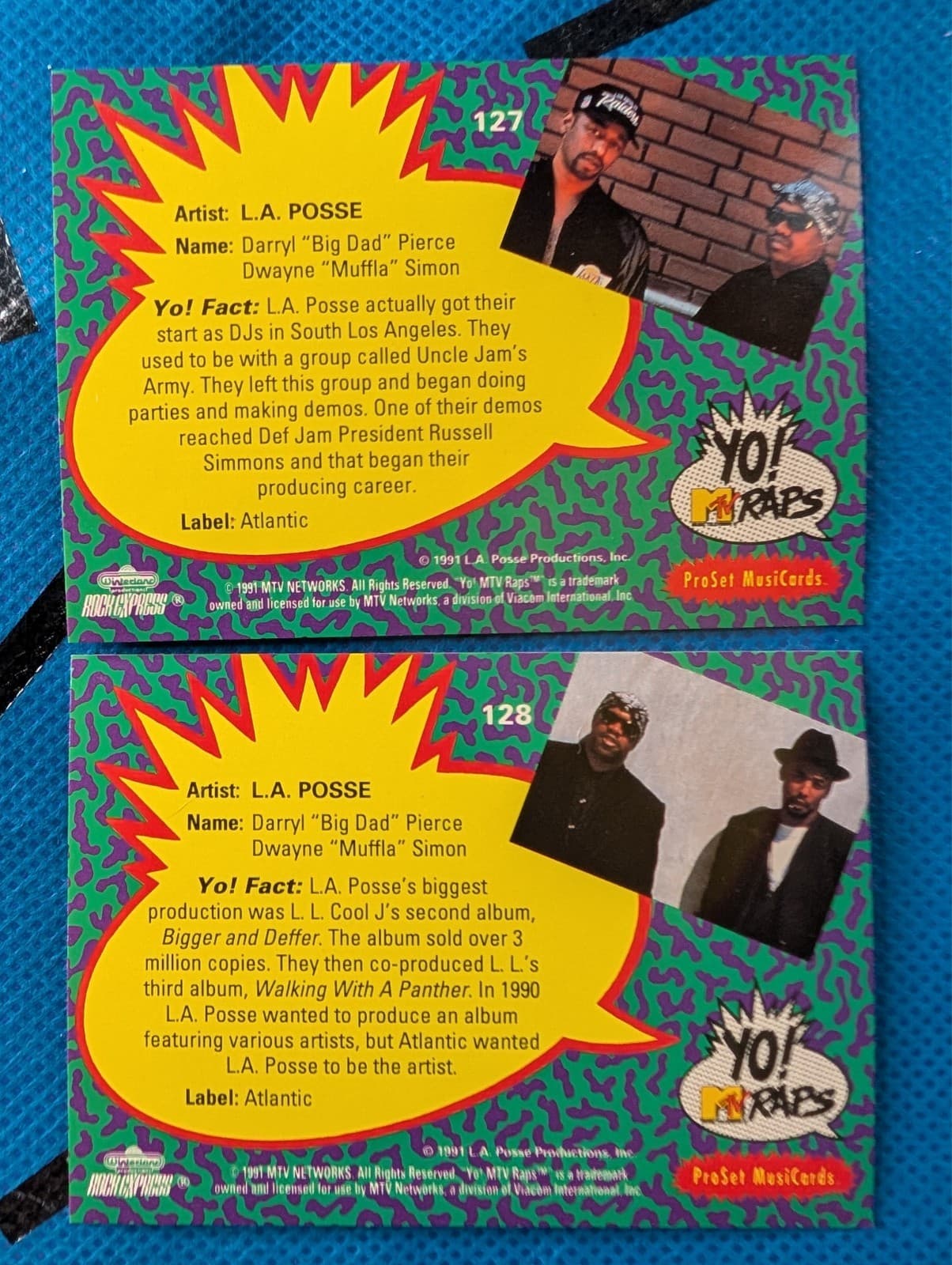 1991 Pro Set MusiCards Yo! MTV Raps KMD # 124 & 125 MF Doom Rookie Card RC VTG 2