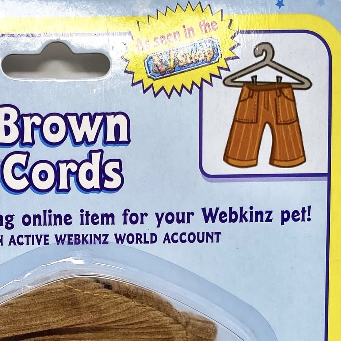 Ganz Webkinz Clothing Outfit Brown Corduroy Pants Fits Most Dog & Cat Plush CODE 4