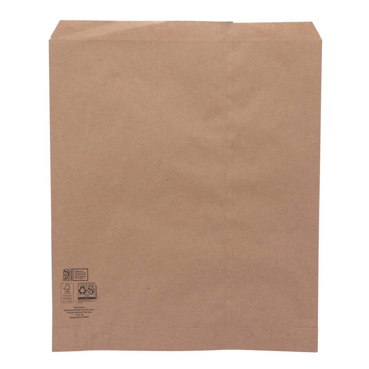 QTY=1 Box of 100: 14905 Duro #30 15" X 18" Brown Kraft Paper Merchandise Bags 2