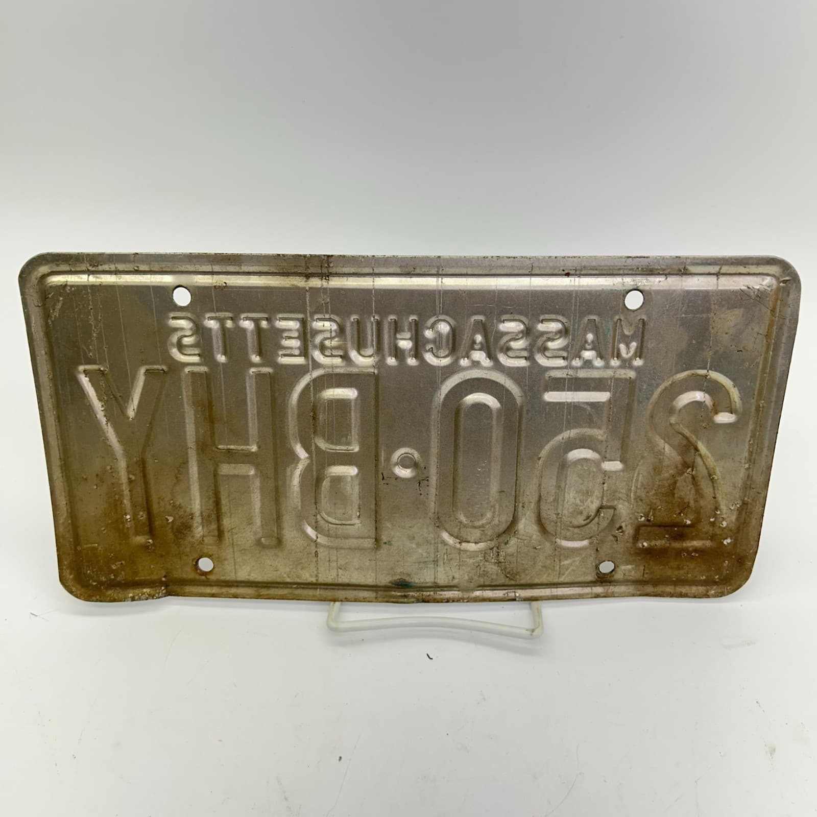 Massachusetts MA 1980 License Plate Tag Vintage Mass Green White 250 BHY 2