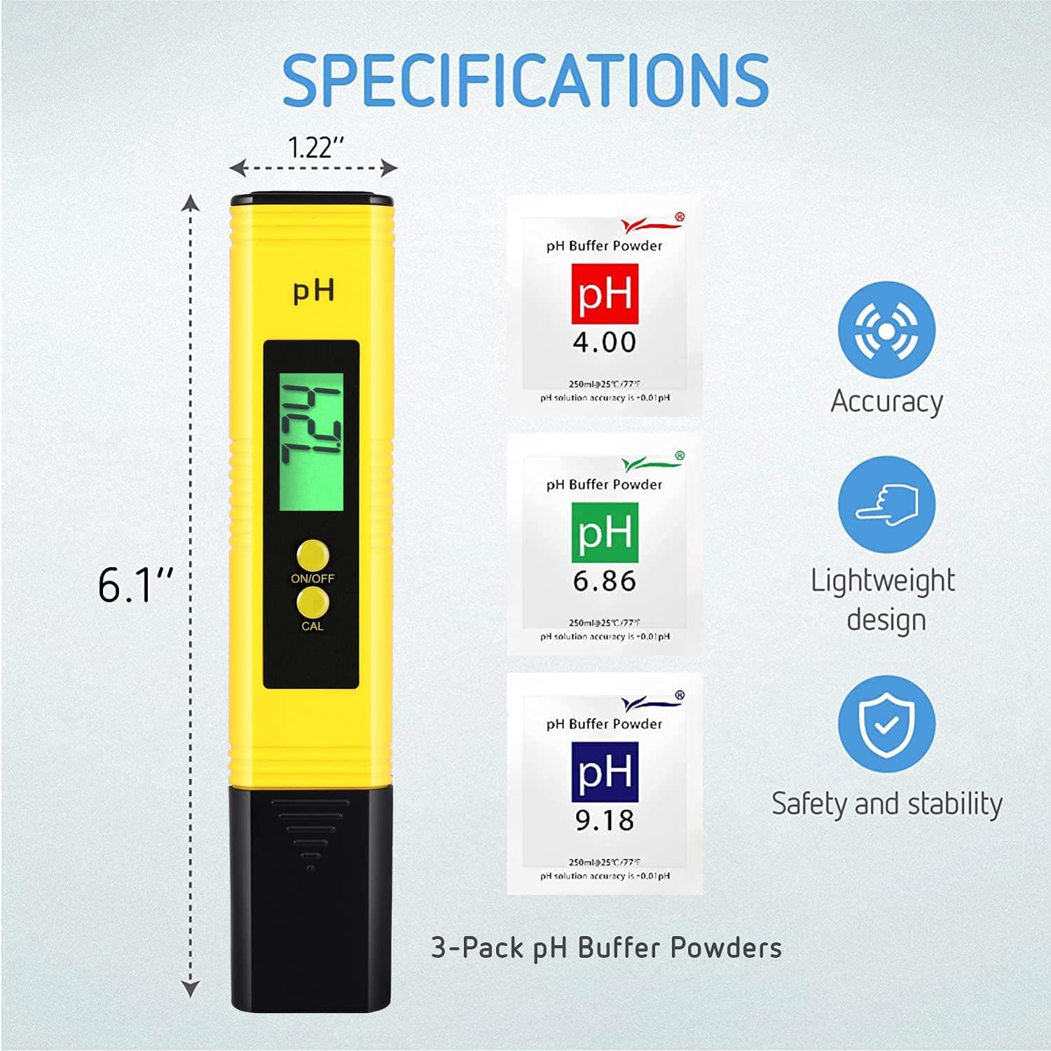 PH Meter for Water Hydroponics Digital PH Tester Pen 0.01Hi-Accuracy Pocket Size 3