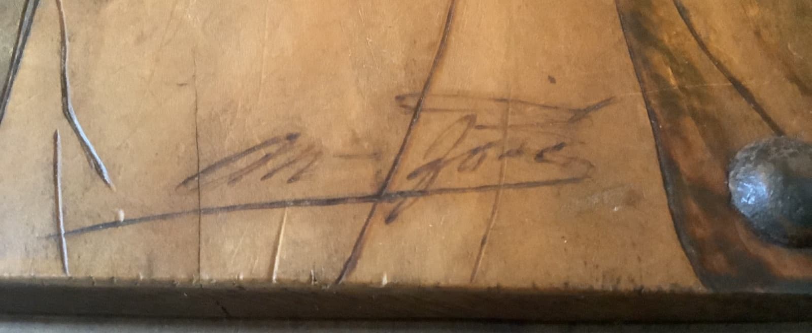 Native American Pyrography Indian Chief Early 20th Century Signed Gold Highlight 2