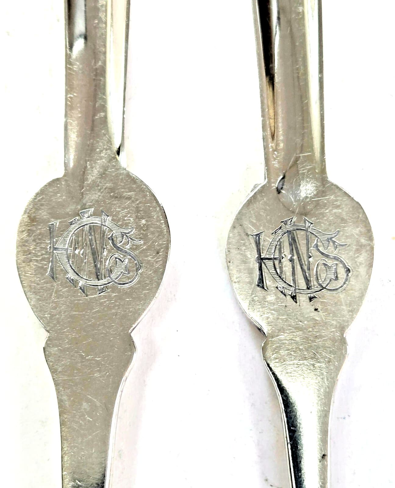 Antique English Sterling Silver Lobster Pick Fork Scoop Mono (2) 2