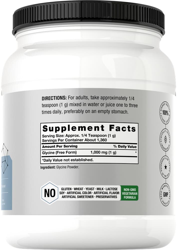 Glycine Powder | 3 lbs | Unflavored Powder | Vegetarian, Non-GMO | by Horbaach 2