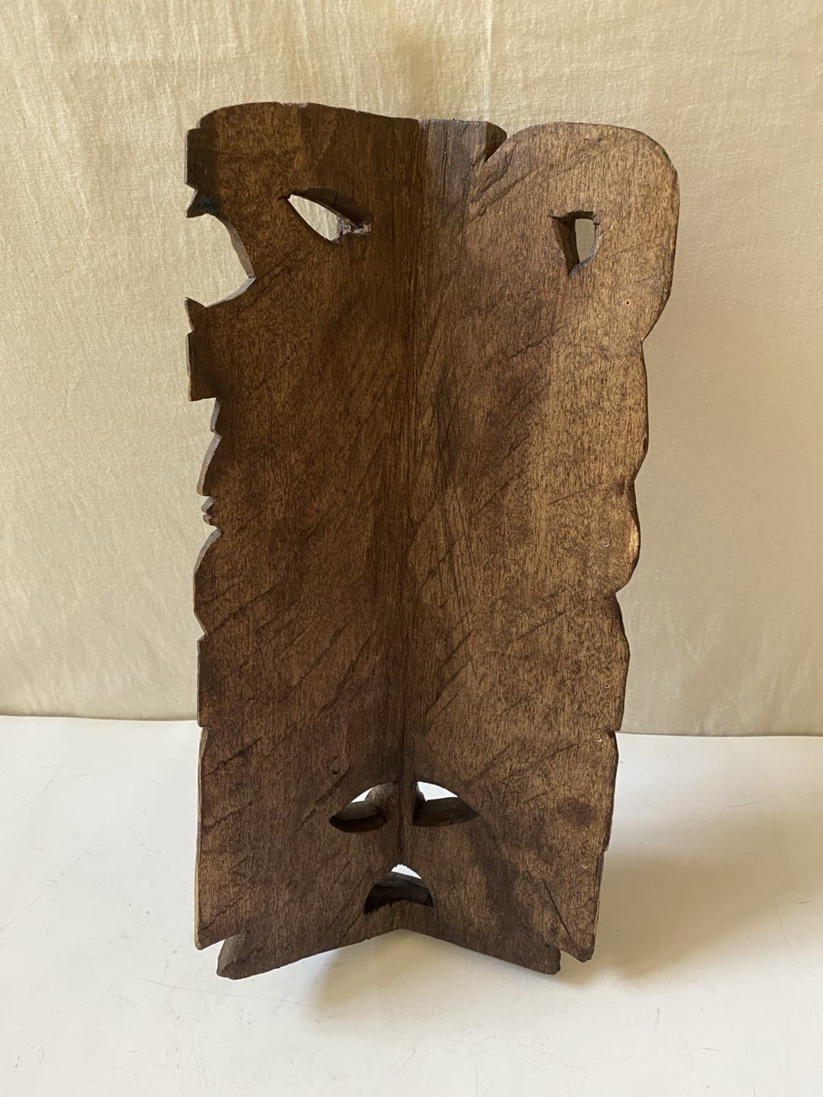 Aztec Mask Carved Wood Wall Art Mayan Decor 13.5" Ethnic Mexican Home Decor VTG 6