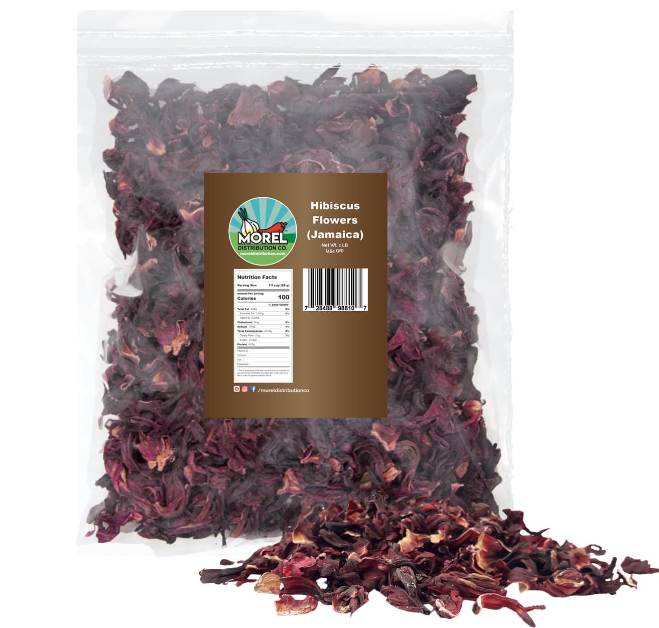Dried Hibiscus Flowers Cut & Sifted, Flor de Jamaica, Hibiscus Tea Jamaica 1 LB