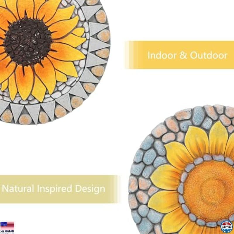 Set of 3 Sunflower Garden Stepping Stones - 10-Inch Decorative Pathway Stones 6