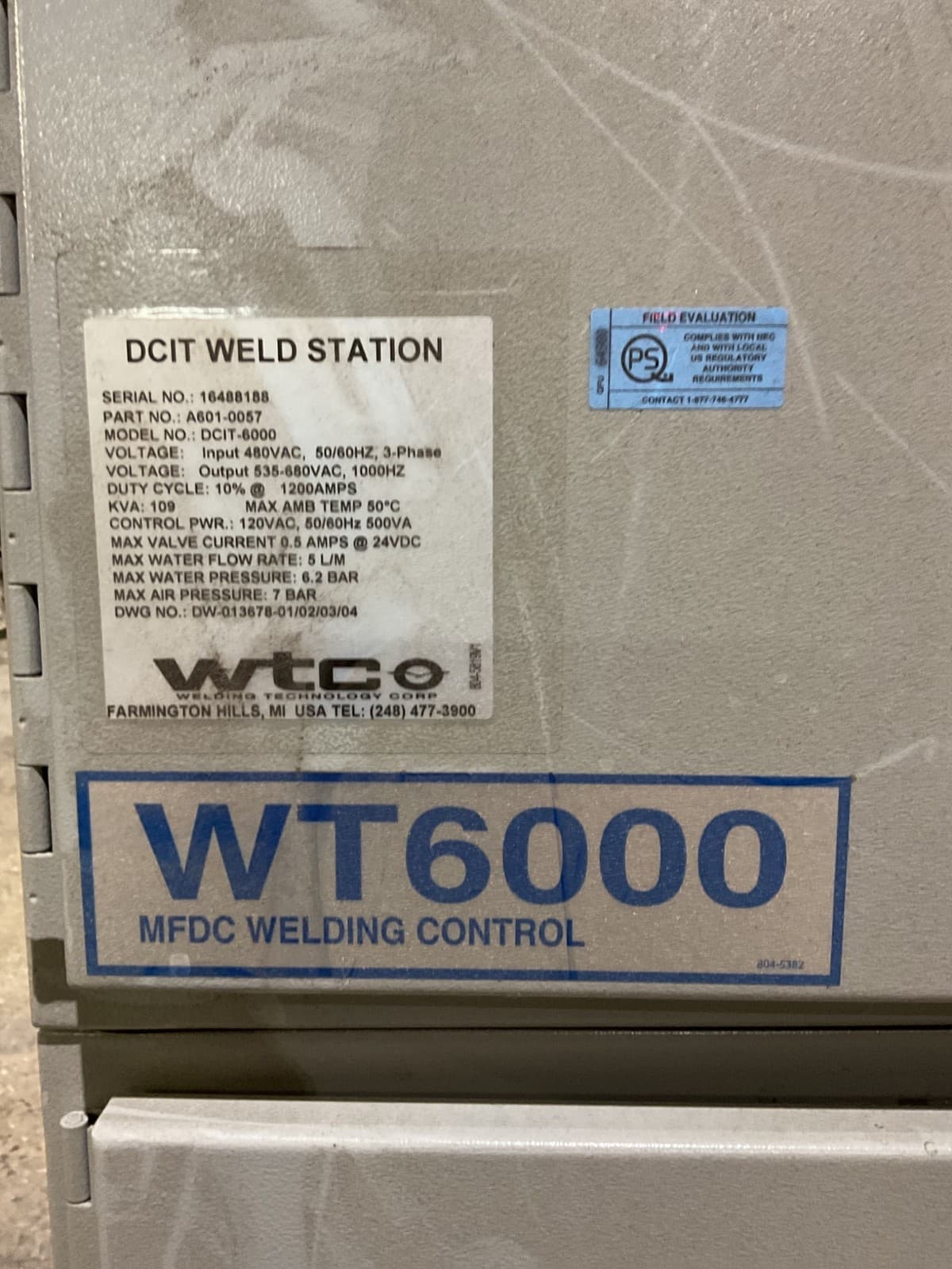 WTC 6041 964-2964 Weld Controller USED 2