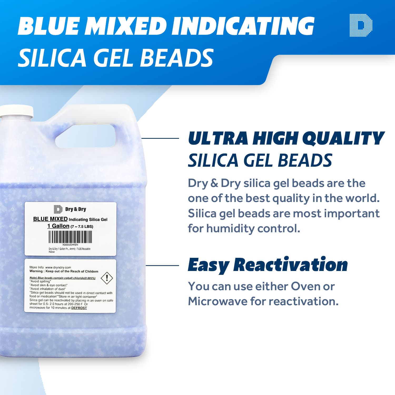 1 Gallon (7 LBS) "Dry & Dry" High Quality Mixed Silica Gel Desiccant Beads  2