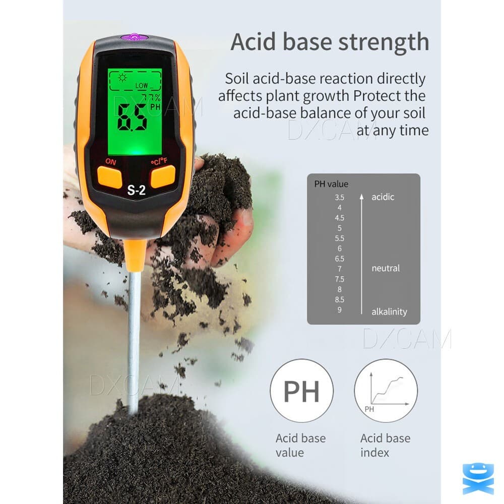 5-in-1 Digital PH Soil Tester LCD Moisture Plant Water Temperature Test Meter 4