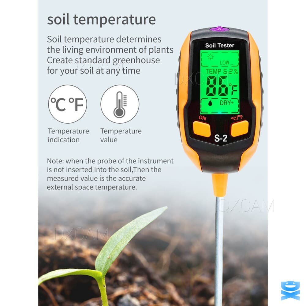 5-in-1 Digital PH Soil Tester LCD Moisture Plant Water Temperature Test Meter 5