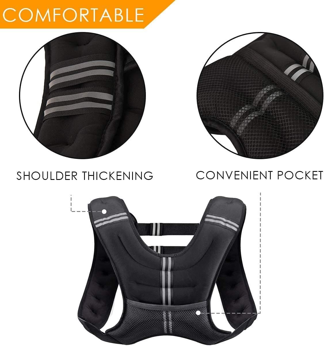 Weighted Vest for Women and Men 8  Lbs with Reflective Stripe and Double Adjusta 4