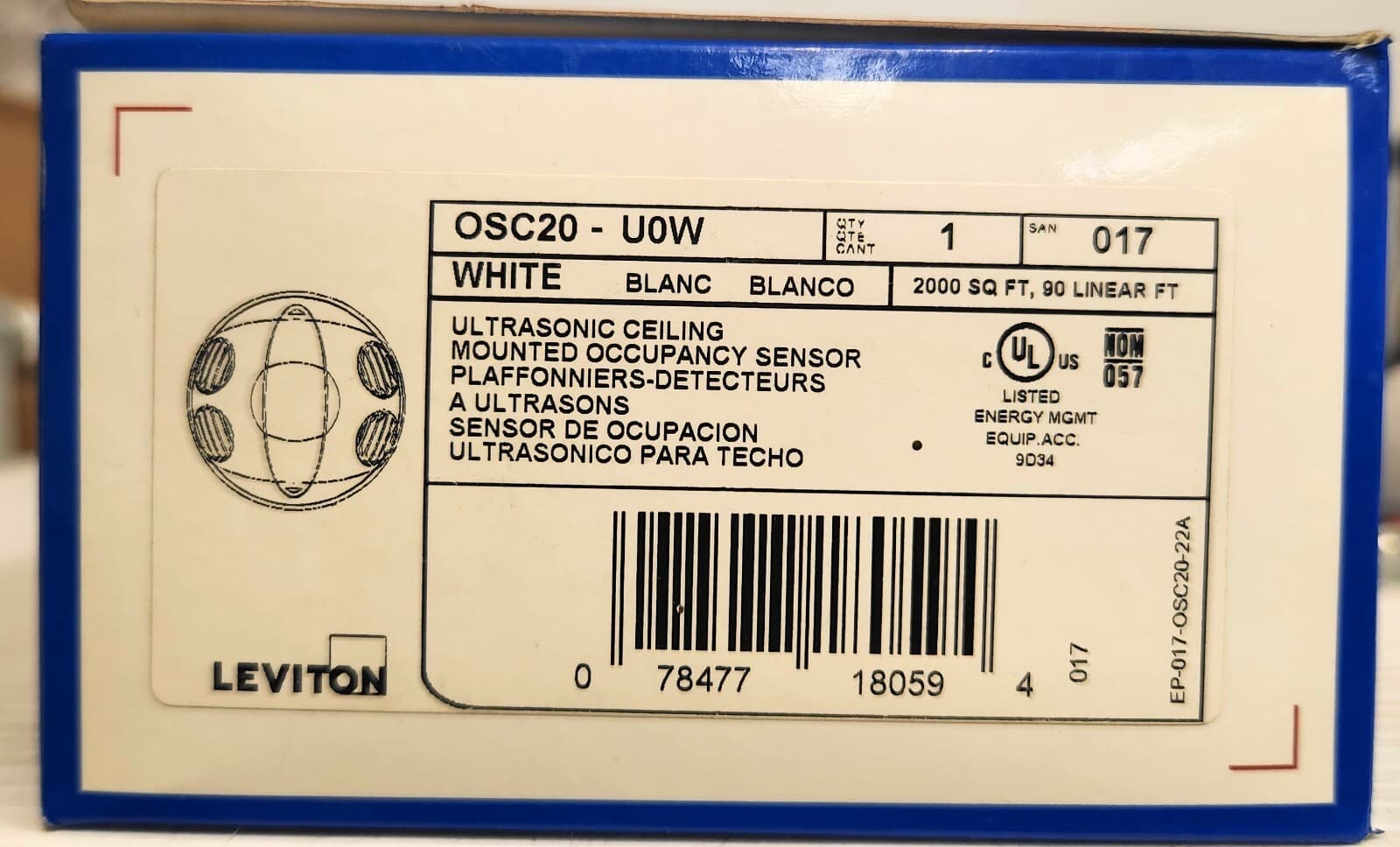 Leviton OSC20-UOW Ultrasonic Ceiling Sensor White 2