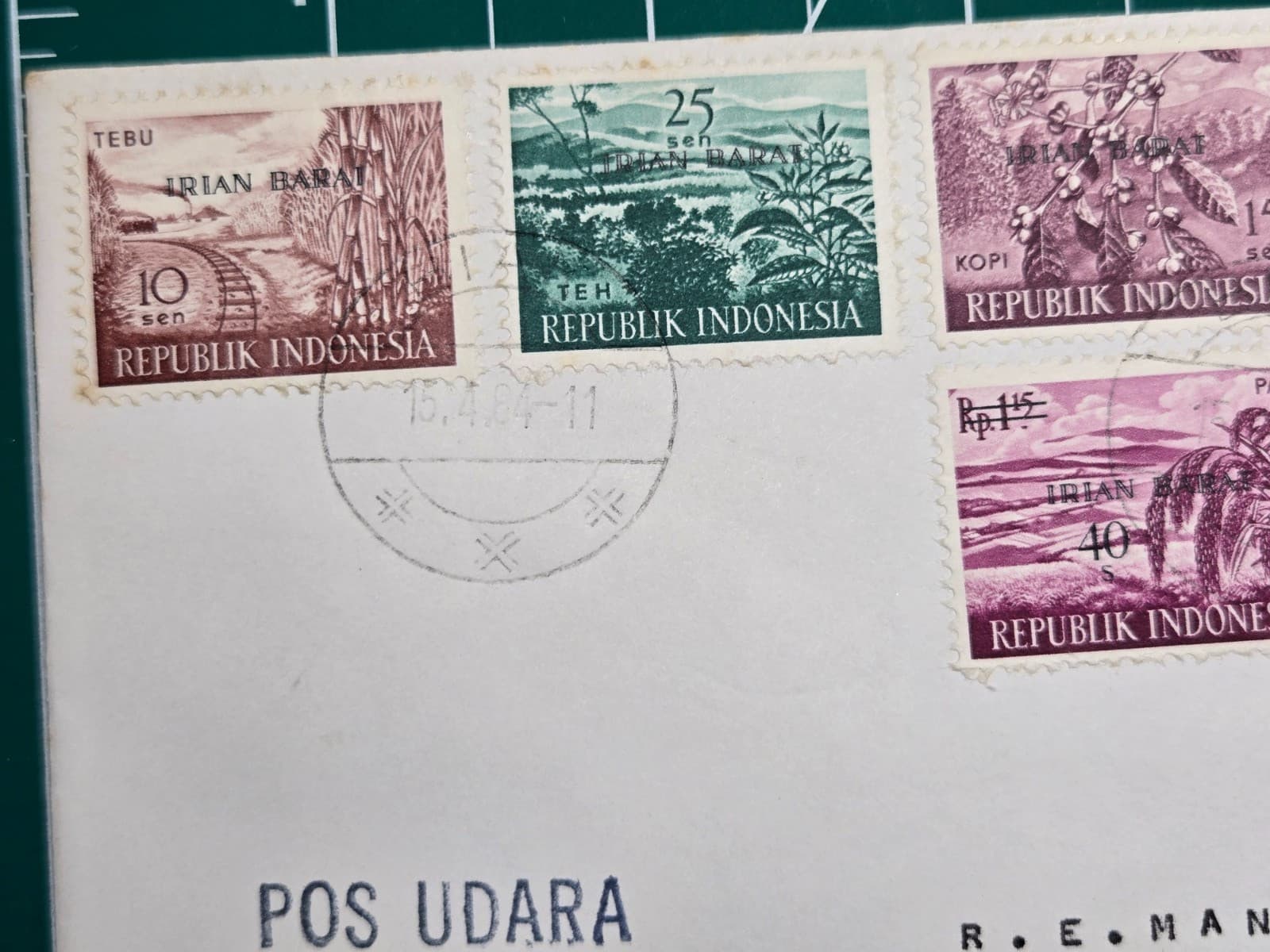 1964 Indonesia Airmail Cover To USA With Irian Barat Bird Map Agricultural Stamp 4