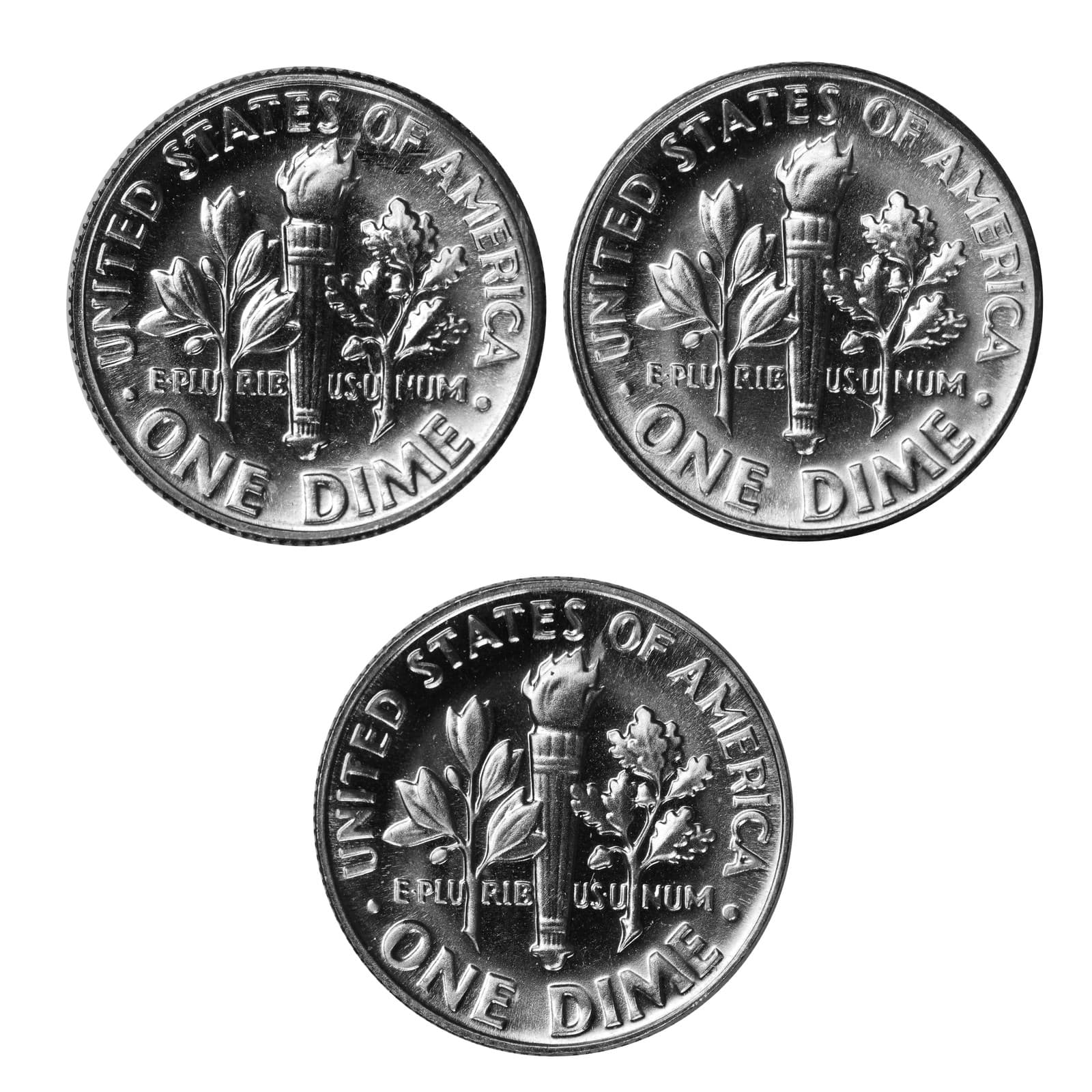 1965-1967 S Proof Roosevelt Dime Run Gem DCAM CN-Clad 3 coins 2