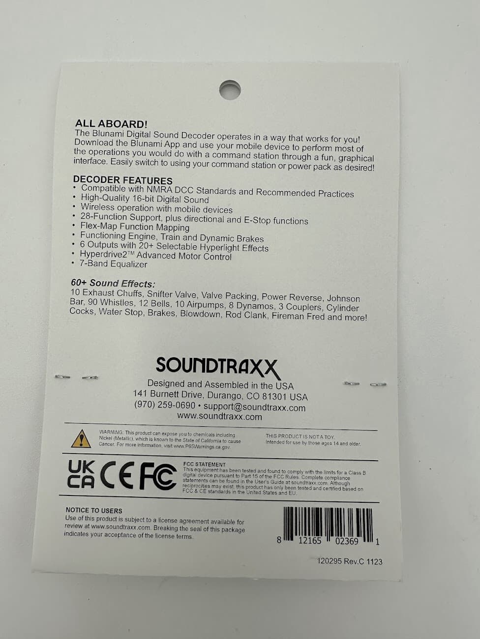 SoundTraxx 884607, BLU-2200 Blunami Steam-2 Sound Decoder, HO and Small S-Scale 4