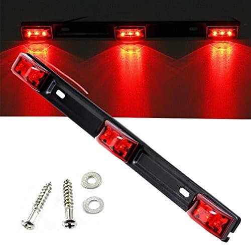  15" Black stainless Steel 3 Lights 9 LED Identification Light Bar - 1 Pcs Red 2