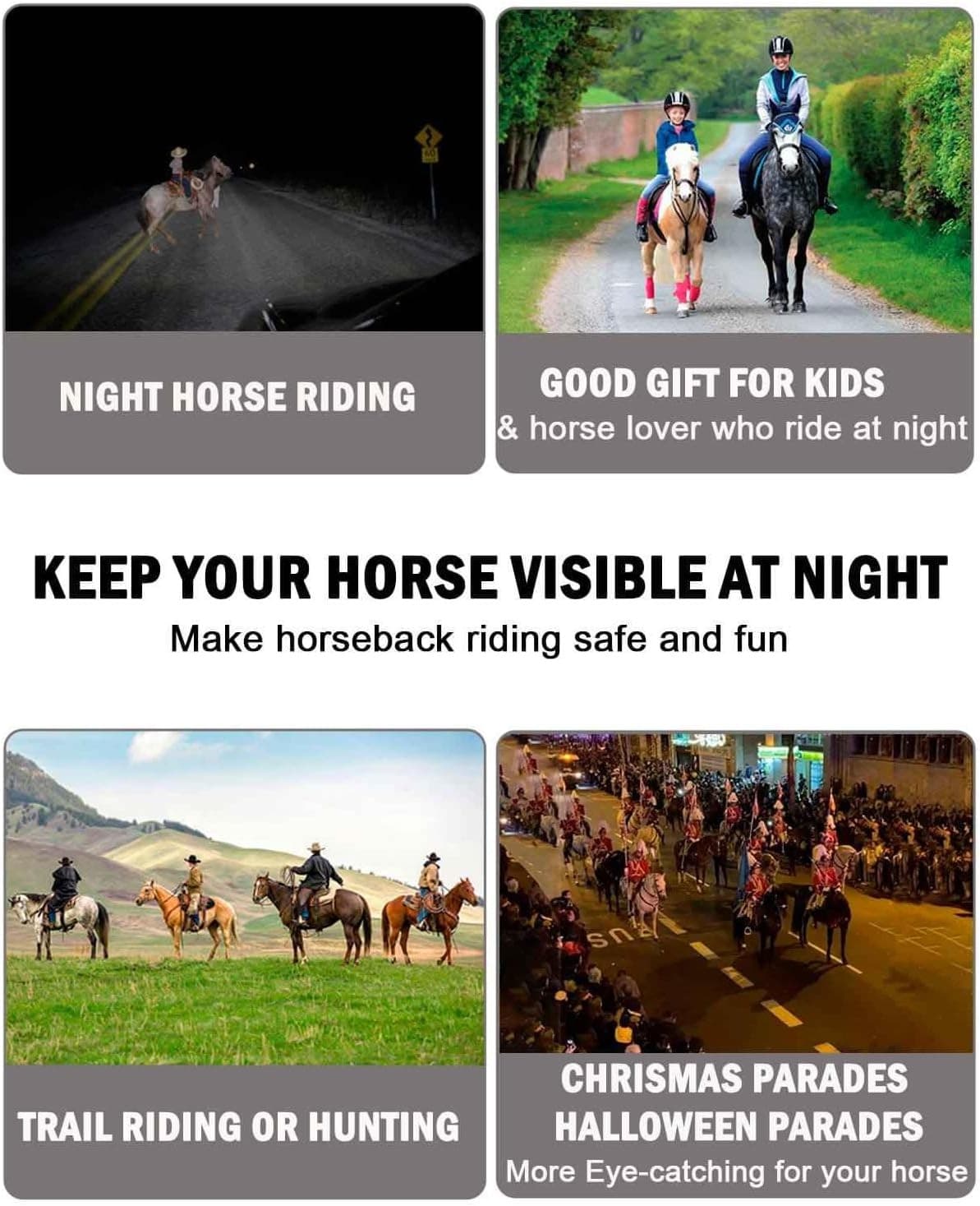 5pcs LED Horse Breastplate Collar & Leg Band, 7 Colors in 1 Light Multicolor  5