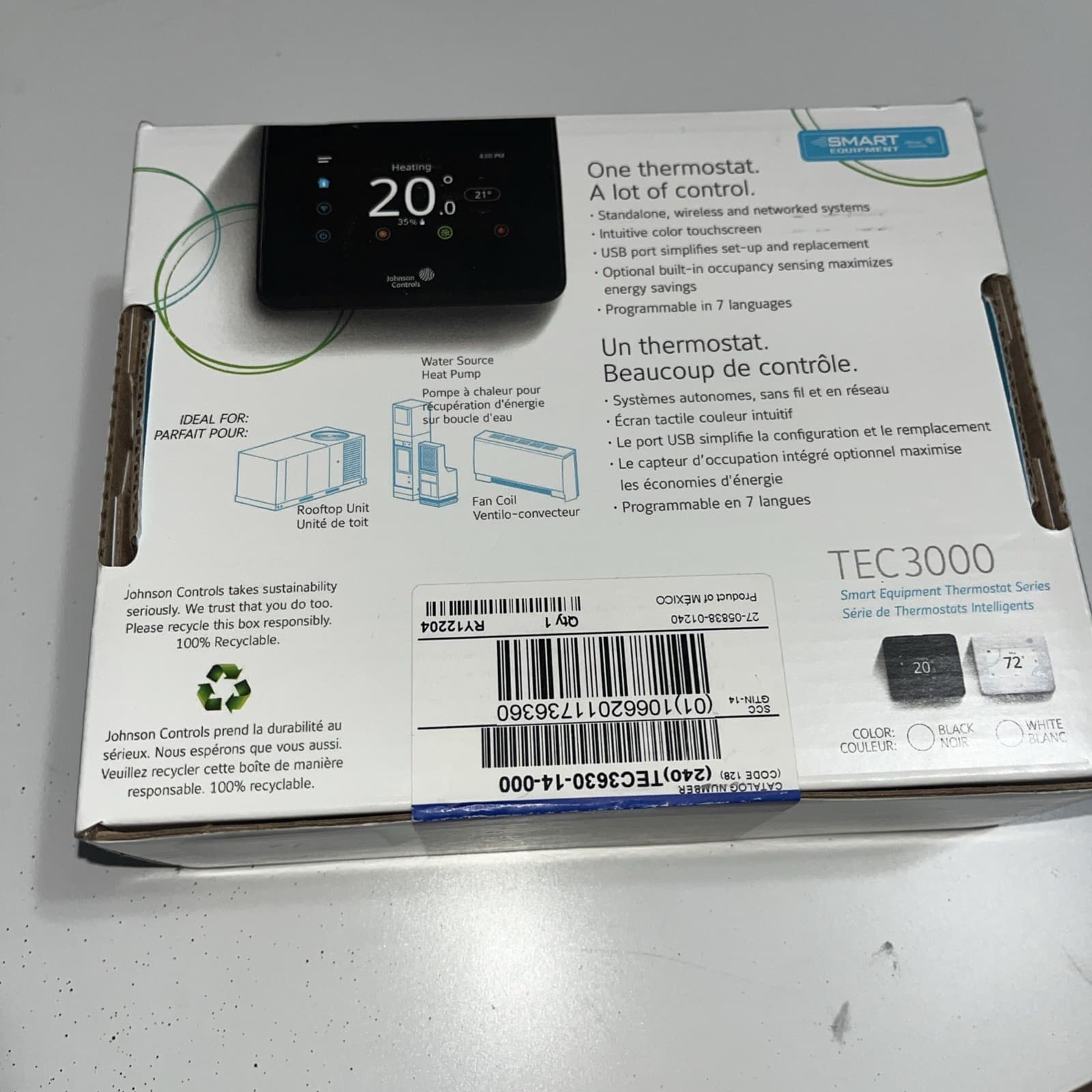 JOHNSON CONTROLS TEC3630-14-000 Low Voltage Thermostat 7 Or Nonprogrammable NEW 6